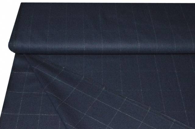 Vendita on line tessuto flanella pura lana finestrato blu - tessuti abbigliamento lana uomo/tailleur