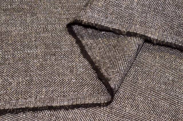 Vendita on line tessuto pura lana spinato pura lana marrone - tessuti abbigliamento lana uomo/tailleur