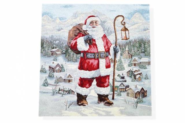 Vendita on line gobelin fantasia babbo natale con lanterna 12133 misura cm 47x47 - ispirazioni tessuti natalizi