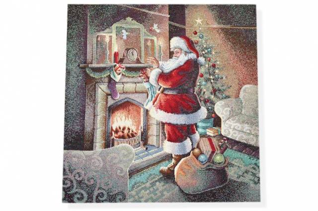 Vendita on line gobelin fantasia babbo natale con camino 12136 misura cm 47x47 - ispirazioni tessuti natalizi