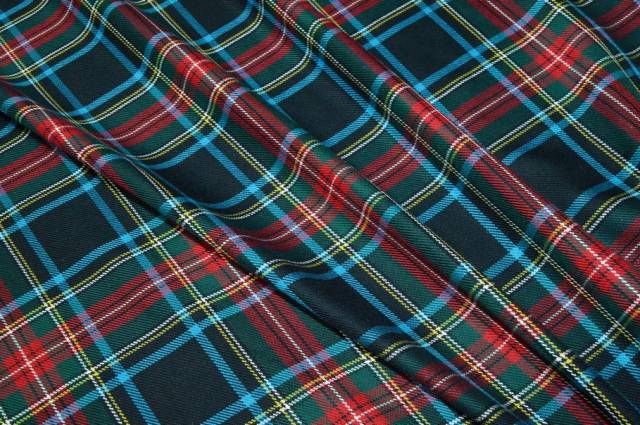 Vendita on line tessuto flanella puro cotone tartan verde blu - tessuti abbigliamento