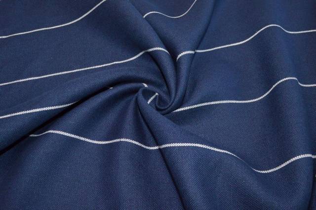 Vendita on line tessuto puro lino gessato blu - tessuti abbigliamento lino fantasia