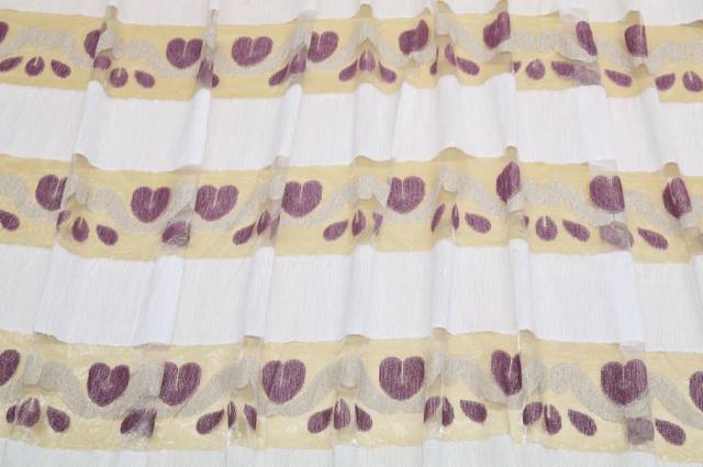 Vendita on line tessuto tenda fasce organza ricamo viola - prodotti