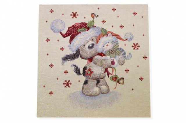 Vendita on line gobelin fantasia natale cane 13546 misura cm 47x47 - ispirazioni tessuti natalizi gobelin