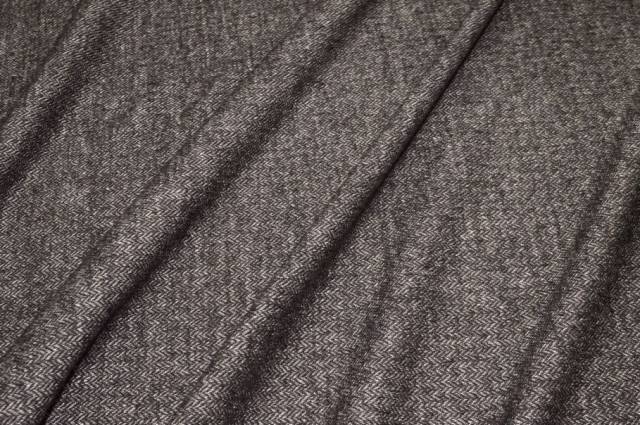 Vendita on line tessuto jersey misto lana lino spinato marrone - tessuti abbigliamento lana