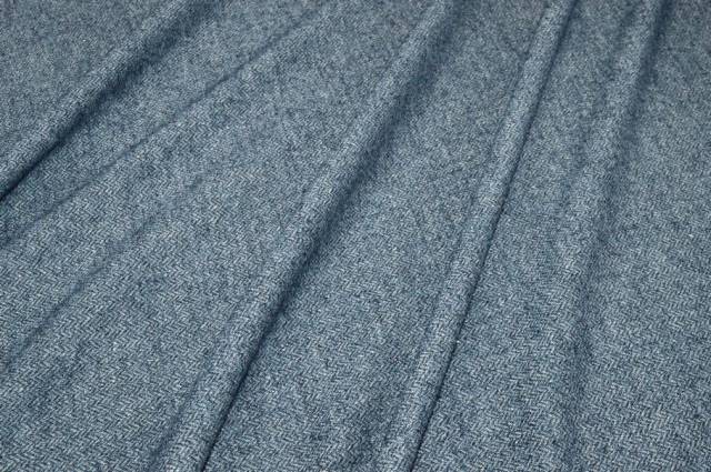 Vendita on line tessuto jersey misto lana lino spinato blu - tessuti abbigliamento lana