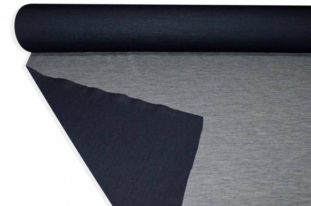 Vendita on line tessuto jersey double lana grigio blu stretch - prodotti