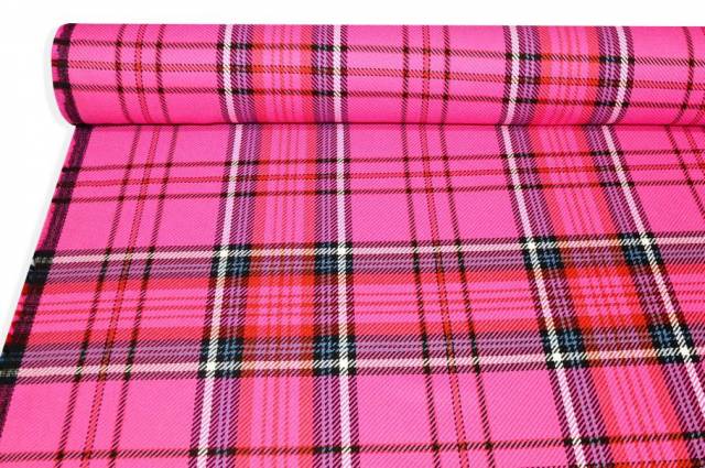 Vendita on line tessuto tartan pura lana fucsia - tessuti abbigliamento lana scozzesi e quadri