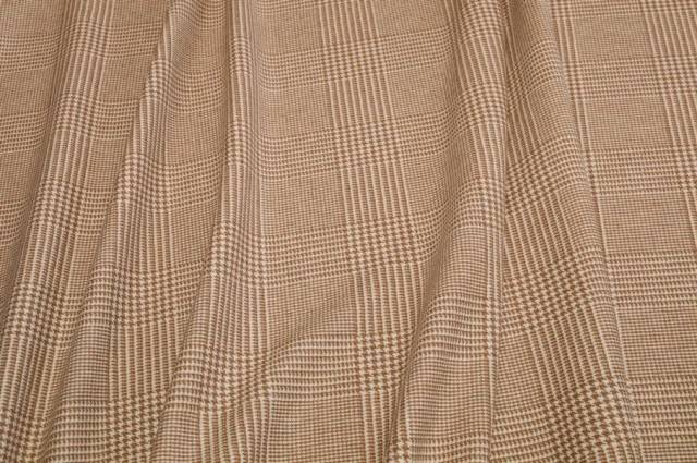 Vendita on line tessuto misto lana cashmere principe di galles beige - tessuti abbigliamento lana scozzesi e quadri