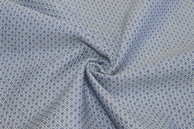 Vendita on line tessuto misto lino operato blu - tessuti abbigliamento lino