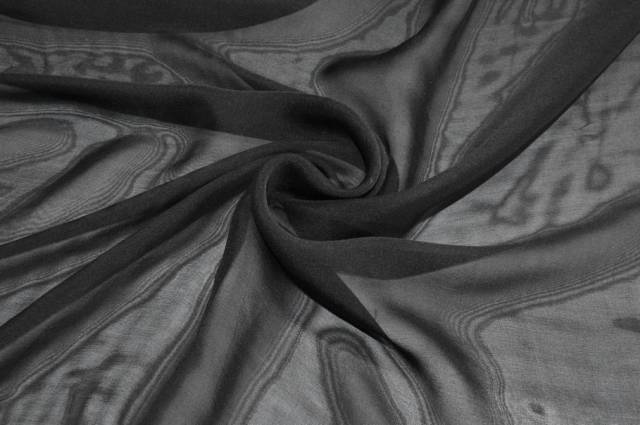 Vendita on line tessuto chiffon pura seta nero - tessuti abbigliamento