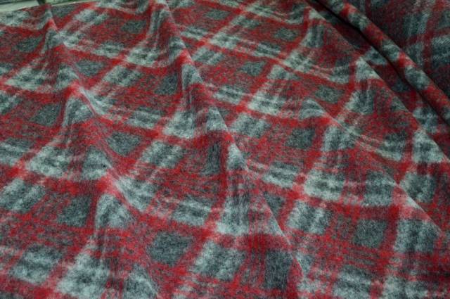 Vendita on line tessuto jersey pura lana scacco rosso grigio - occasioni e scampoli