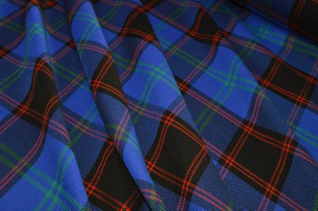 Vendita on line tessuto tartan misto lana bluette - tessuti abbigliamento lana scozzesi e quadri