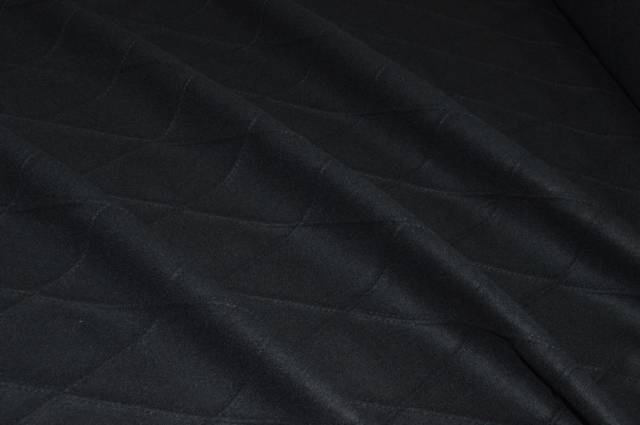 Vendita on line tessuto panno cappotto effetto trapuntato nero - tessuti abbigliamento lana