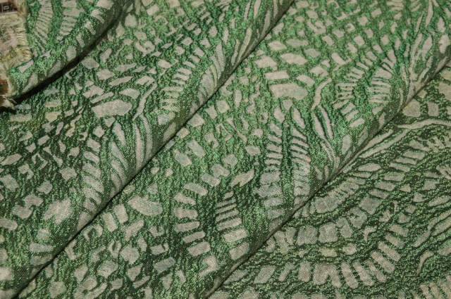 Vendita on line tessuto broccato fantasia mosaico verde - tessuti abbigliamento chanel e broccati