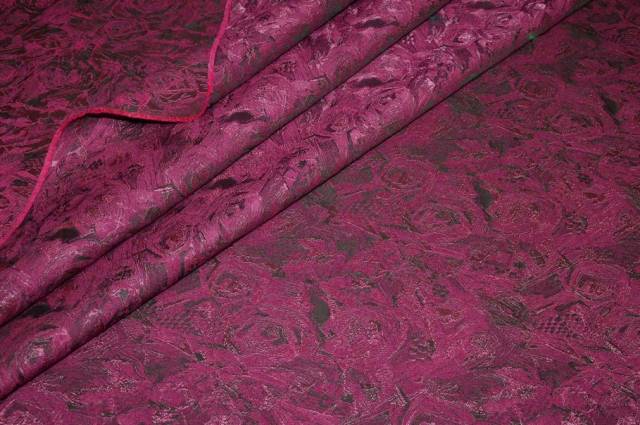 Vendita on line tessuto broccato fiore stilizzato fucsia scuro - tessuti abbigliamento chanel e broccati