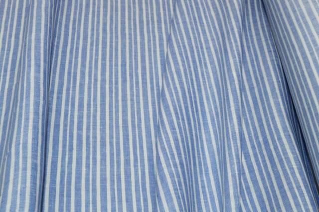 Vendita on line tessuto puro lino righino azzurro - tessuti abbigliamento lino