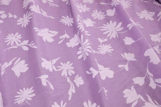 Vendita on line tessuto puro lino fantasia lilla - tessuti abbigliamento lino