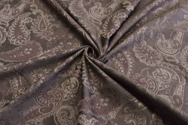Vendita on line tessuto jacquard leggero disegno cashmere marrone - tessuti abbigliamento fodere / adesivi