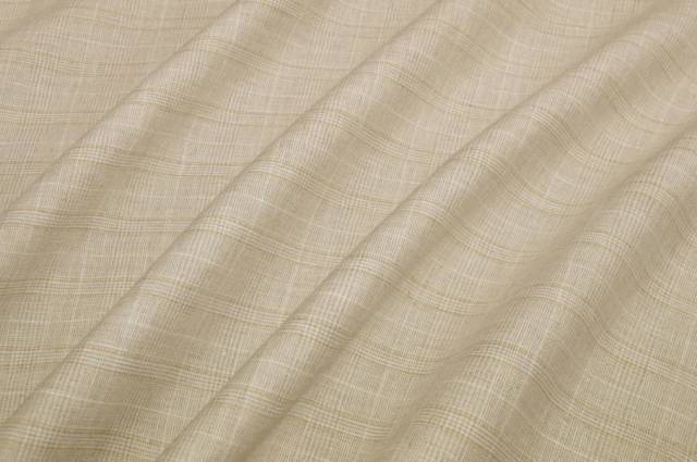 Vendita on line tessuto puro lino principe di galles beige riga lurex oro - prodotti