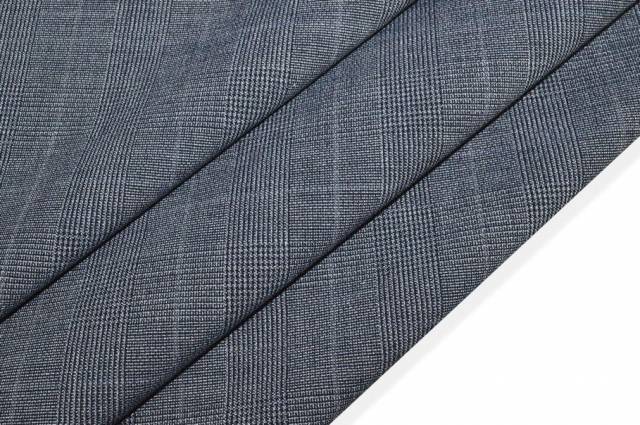 Vendita on line tessuto lana stretch principe di galles blu melange - tessuti abbigliamento scacchi e scozzesi lana