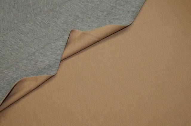 Vendita on line tessuto jersey doppio in cotone beige e grigio - occasioni e scampoli
