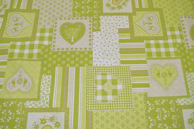 Vendita on line tessuto cotone stampato fantasia patchwork verde - cotoni