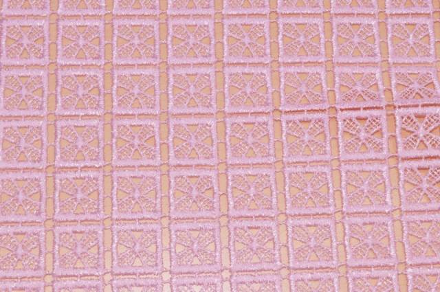 Vendita on line scampolo pizzo macrame rosa - tessuti abbigliamento poliestere 