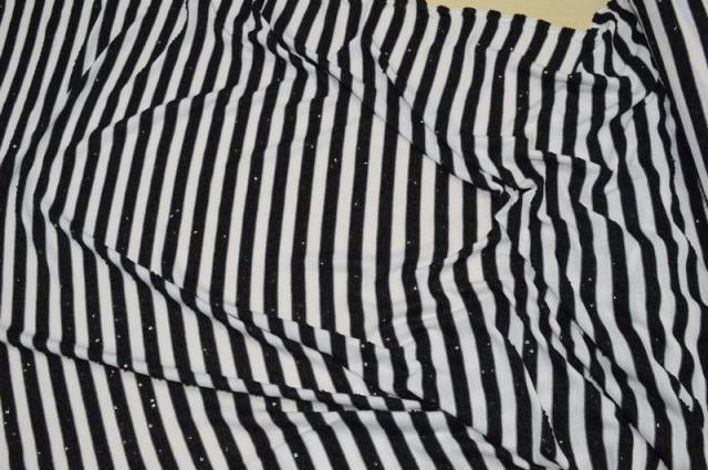 Vendita on line maglina rigata bianco/nero con paillettes cucite - tessuti abbigliamento
