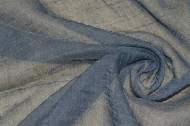 Vendita on line tessuto tenda organza stropicciata cangiante grigio/blu - tessuti per in offerta