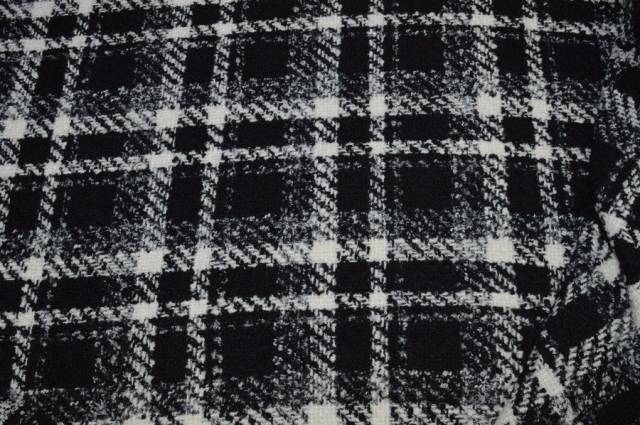 Vendita on line tessuto bucle misto lana scacchi bianco/nero - tessuti abbigliamento scacchi e scozzesi composizioni varie