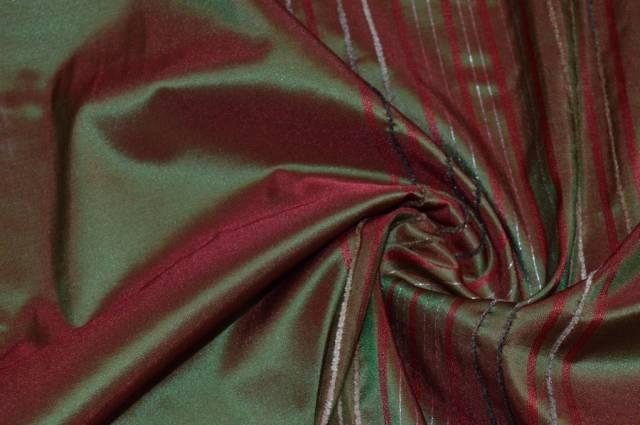 Vendita on line taffeta' rigato verde/rosso altezza cm 300 - tessuti abbigliamento taffetas / rasi / shantung