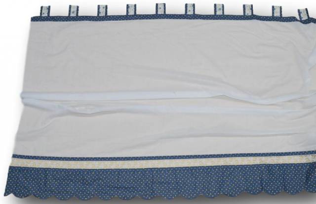 Vendita on line tendino tirolese balza cotone fiori blu altezza cm 180 e 240 - tessuti per tendine metraggio a vetro
