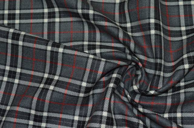 Vendita on line tessuto tartan scozzese lana grigio nero - tessuti abbigliamento lana