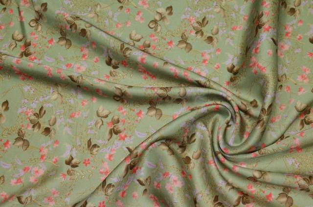 Vendita on line tessuto raso viscosa fantasia fiorellino verde - tessuti abbigliamento taffetas / rasi / shantung