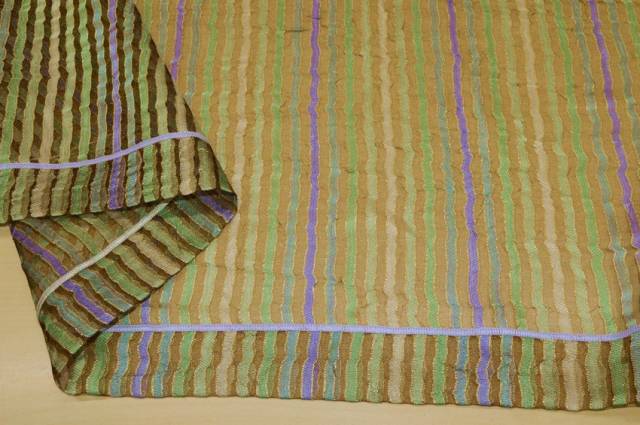 Vendita on line tessuto multicolor rigato verde/viola - tessuti per