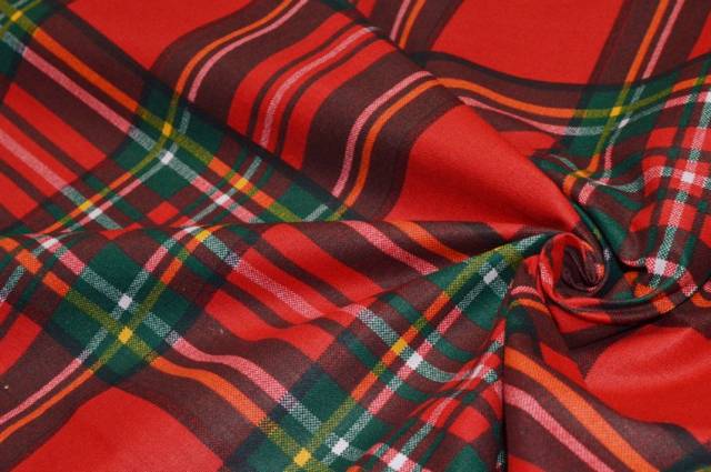 Vendita on line tessuto arredo puro cotone scozzese rosso - tessuti abbigliamento scacchi e scozzesi composizioni varie