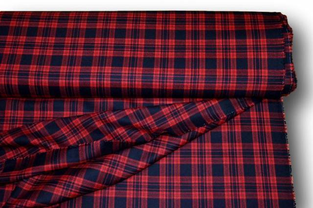 Vendita on line tessuto tartan scozzese lana rosso nero - tessuti abbigliamento scacchi e scozzesi