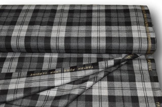 Vendita on line tessuto tartan scozzese lana grigio - tessuti abbigliamento lana scozzesi e quadri