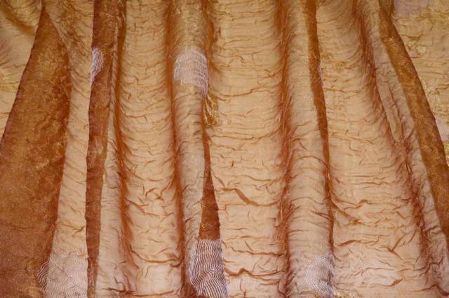 Vendita on line tessuto tenda organza stropiccata color rame - tessuti per a metraggio classiche