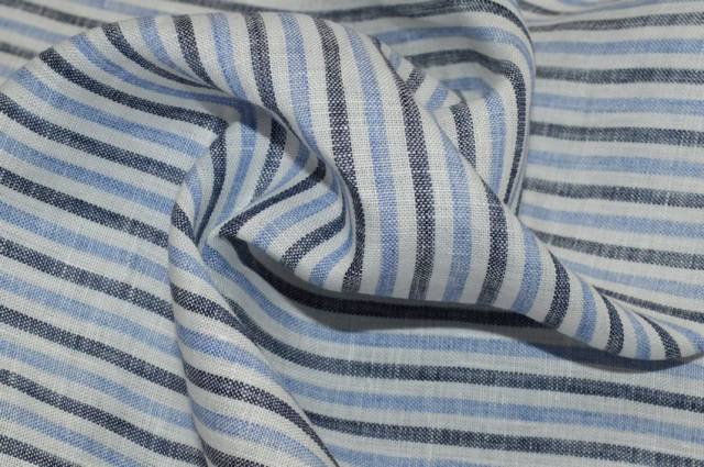 Vendita on line tessuto puro lino camicia riga azzurra blu - tessuti abbigliamento lino