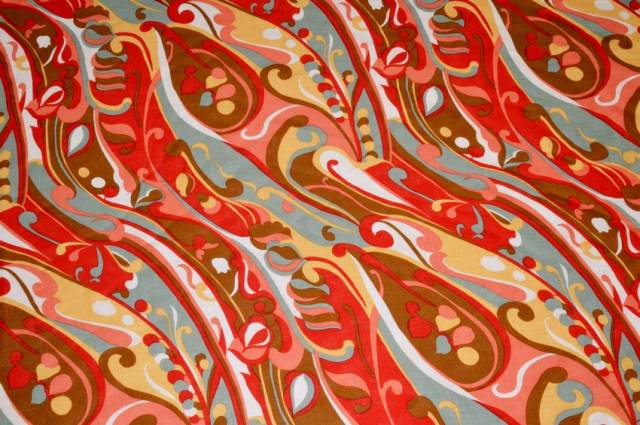 Vendita on line tessuto puro lino fantasia multicolor rossa - tessuti abbigliamento lino