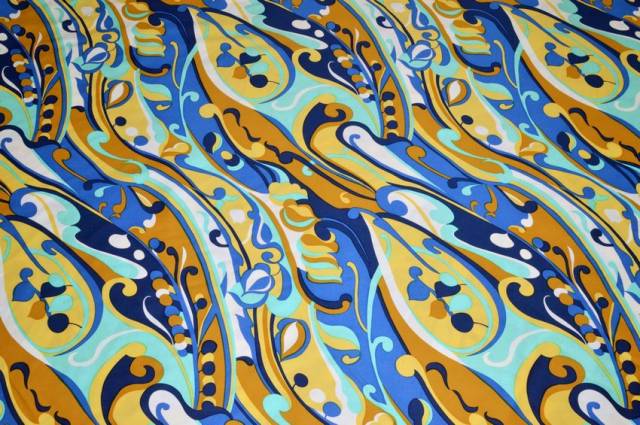Vendita on line tessuto cotone streatch fantasia multicolor azzurra - cotoni fantasie varie