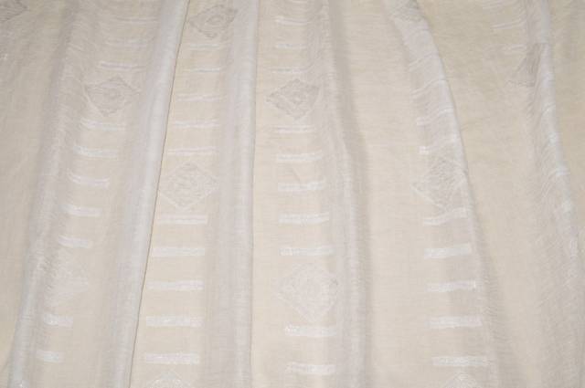 Vendita on line tessuto tenda misto lino fantasia rombo con filo lurex argento - tessuti per a metraggio classiche
