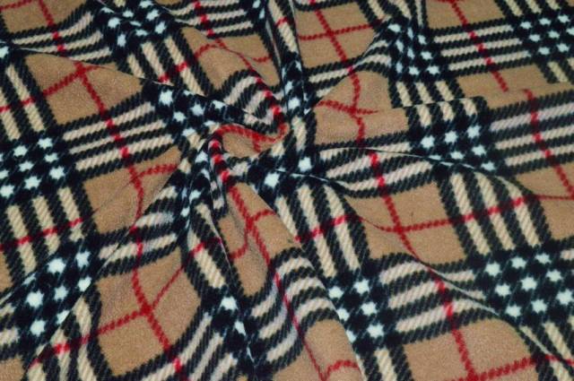 Vendita on line tessuto pile scozzese beige - tessuti abbigliamento scacchi e scozzesi