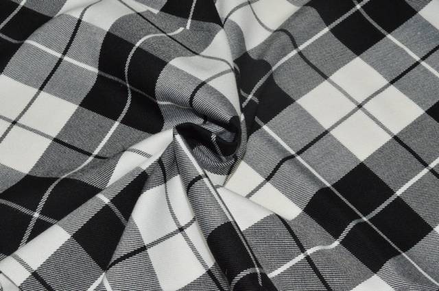 Vendita on line tessuto tartan streatch bianco nero - tessuti abbigliamento scacchi e scozzesi