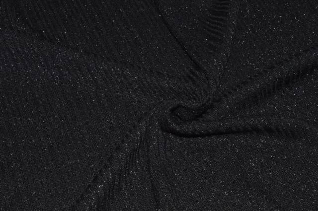 Vendita on line tessuto maglina coste lurex nero - tessuti abbigliamento magline / jersey/tessuto in