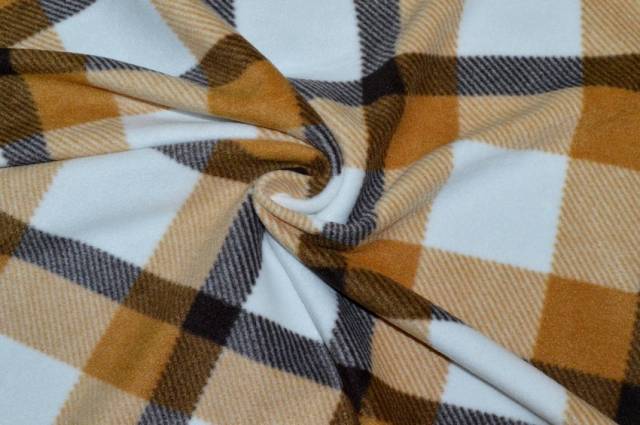 Vendita on line tessuto pile scacco marrone beige - tessuti abbigliamento in pile