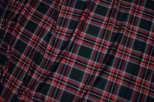 Vendita on line tessuto tartan rosso fondo nero - tessuti abbigliamento scacchi e scozzesi streatch