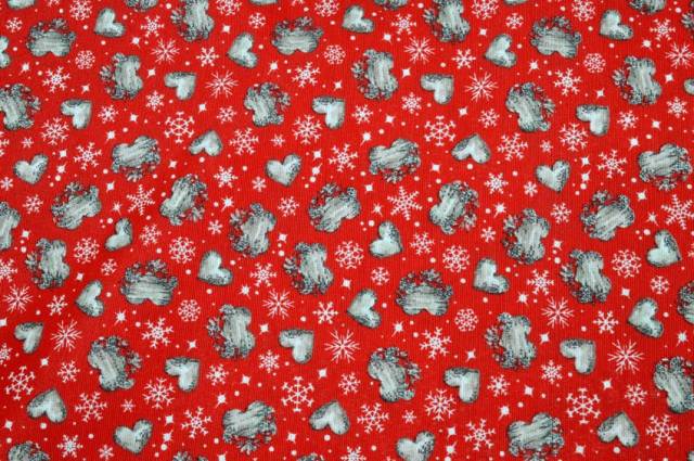 Vendita on line tessuto arredo fantasia cuori fondo rosso - ispirazioni tessuti natalizi